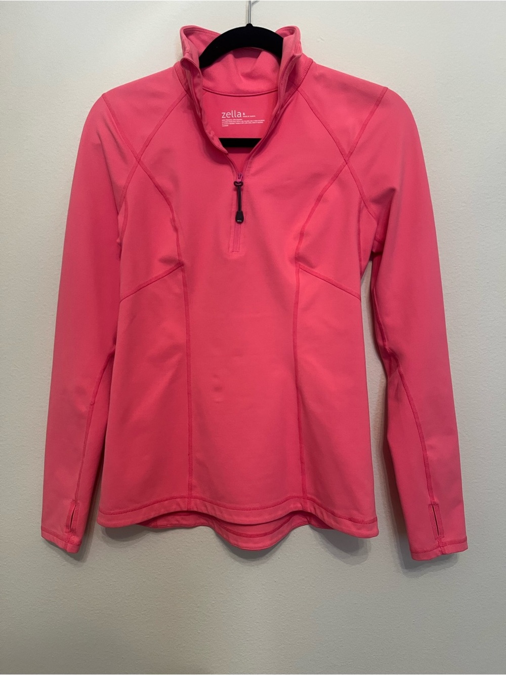 Zella Coral Pink/Melon Color Quarter-Zip Athletic Pullover